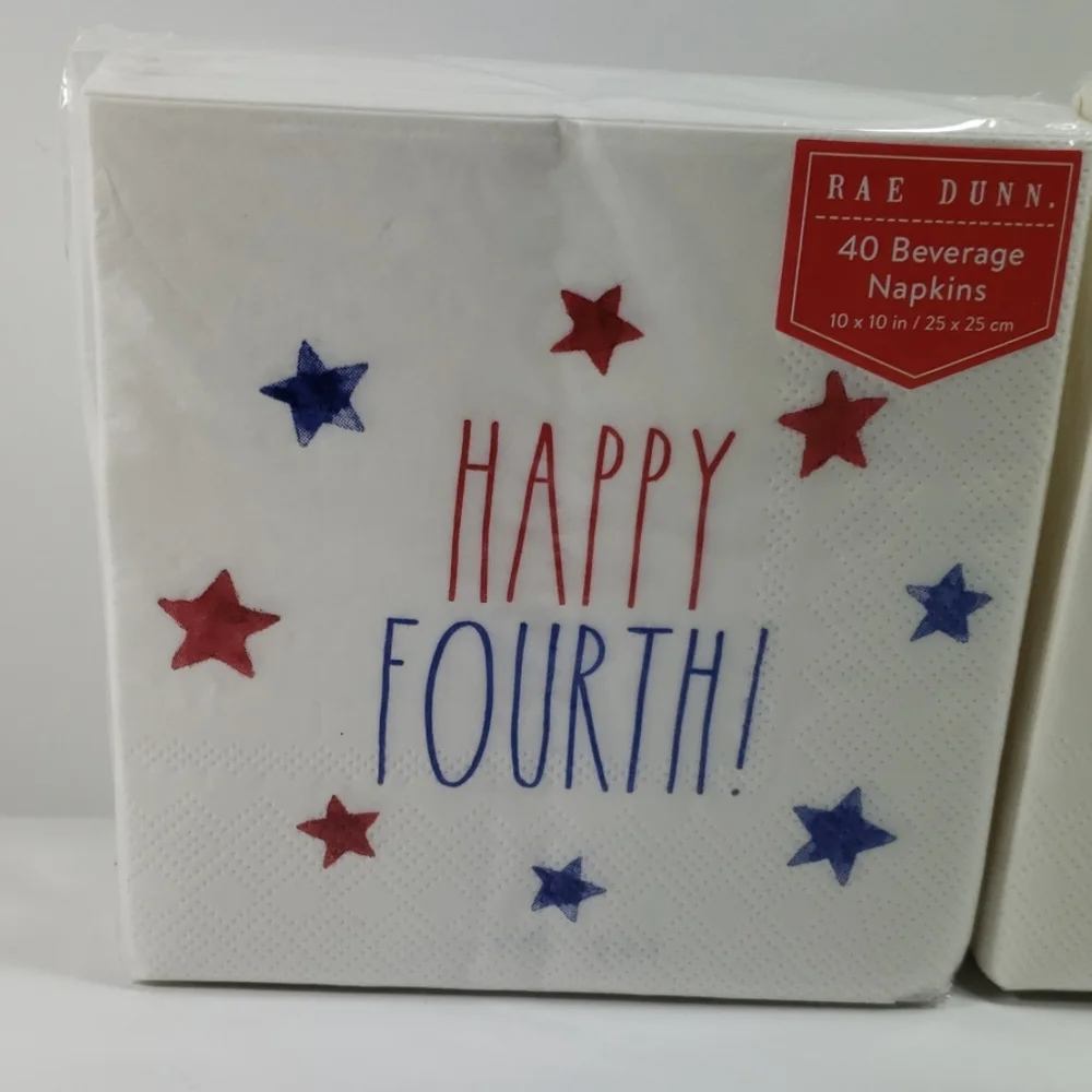 Rae Dunn Happy Fourth Beverage Napkins (2 sets)